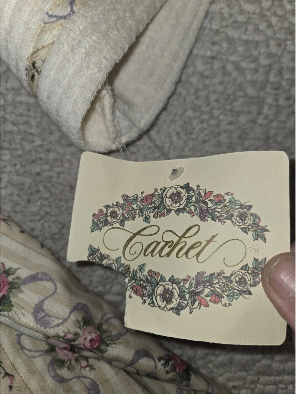 Cachet Vtg Dressing Gown NWT Floral Terry Inside Cosy Sz L Cottage Feminine